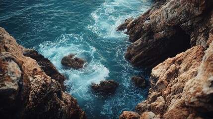 Walking along a remote coastline, the sea crashing against the rocks below.