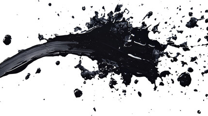 Obraz premium A dynamic splash of black liquid isolated on a transparent background, ideal for creative designs or artistic projects.