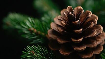 Fototapeta premium Stunning Close-Up of a Pine Cone Surrounded by Greenery