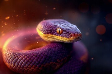 Fototapeta premium Detailed close up of a vibrant snake with unique coloration