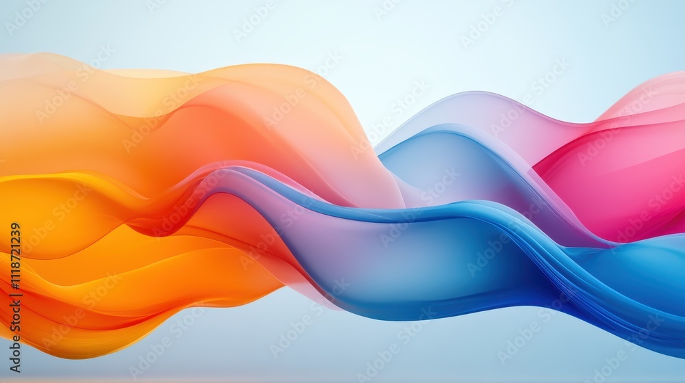 Poster abstract flowing waves in vibrant colors, creating a dynamic and modern visual effect.