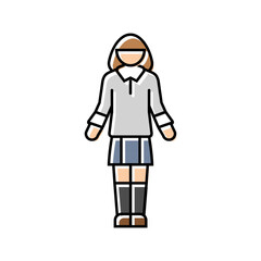school japanese girl color icon vector. school japanese girl sign. isolated symbol illustration