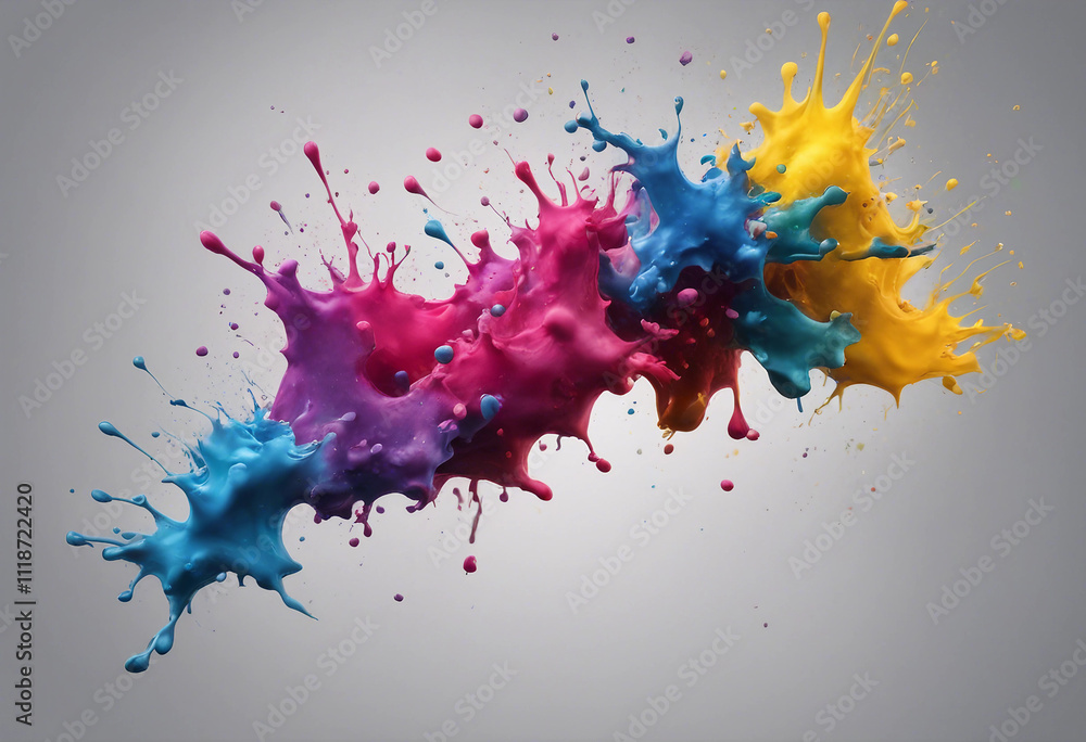 Poster colorful paint splash isolated design element on the transparent background