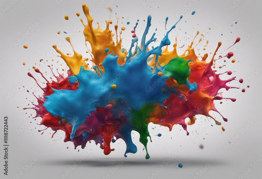 Poster colorful paint splash isolated design element on the transparent background