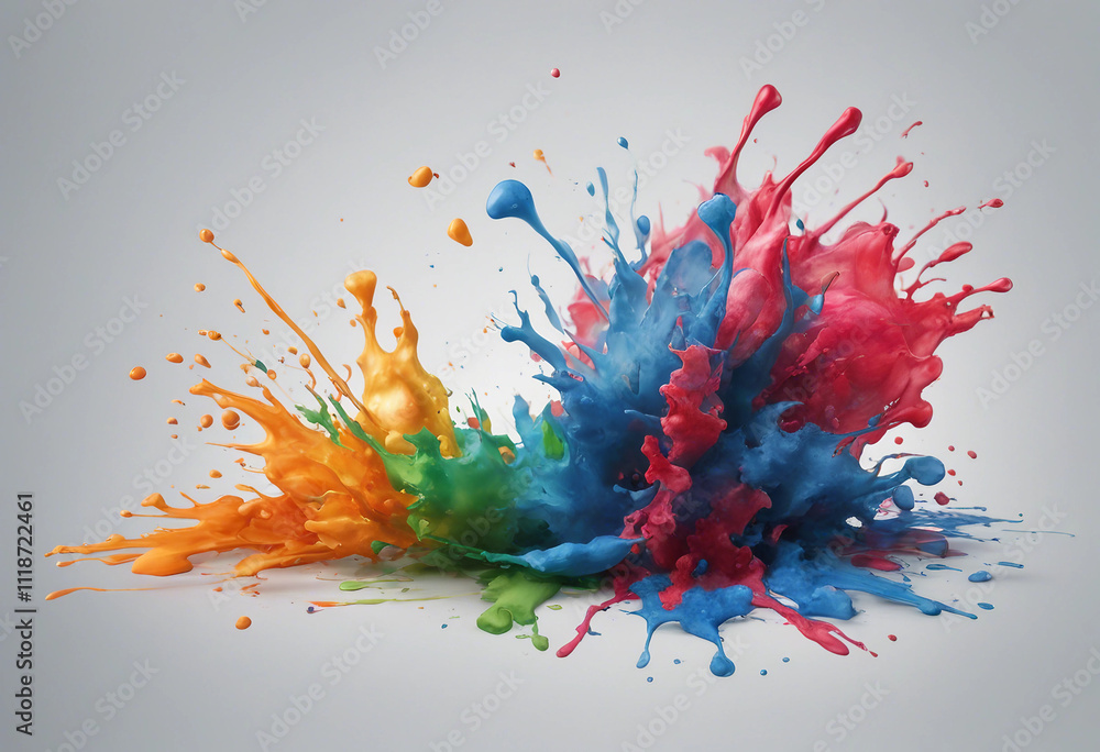Poster colorful paint splash isolated design element on the transparent background