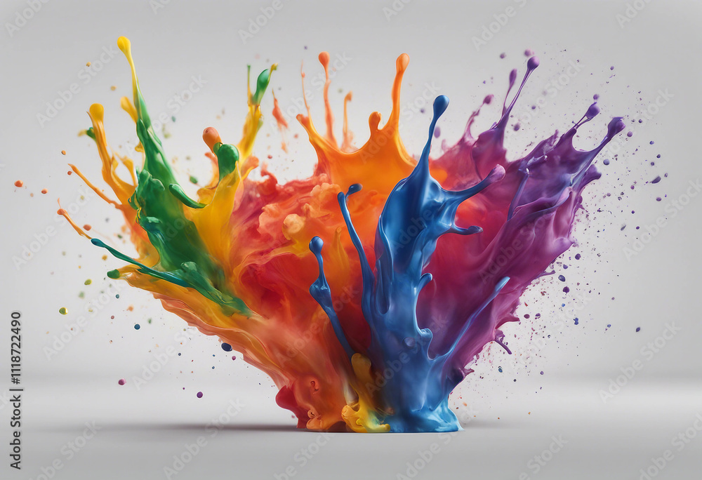 Poster colorful paint splash isolated design element on the transparent background