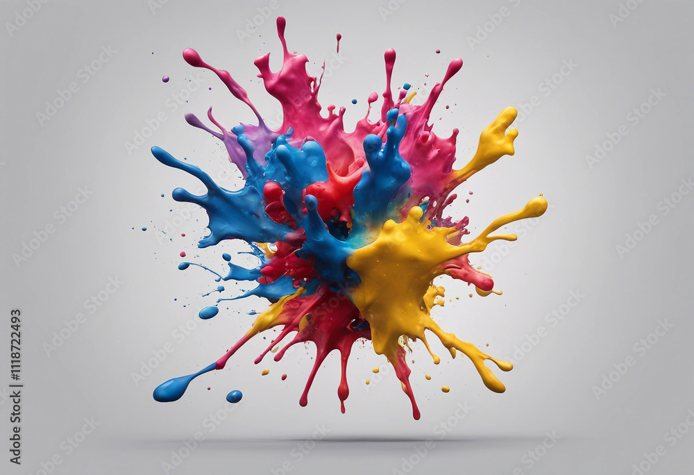 Poster colorful paint splash isolated design element on the transparent background