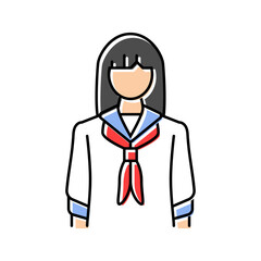 japan school girl color icon vector. japan school girl sign. isolated symbol illustration