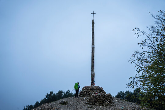 Cruz de Ferro (Iron Cross), Foncebad&oacute;n hill, Bierzo region,, Castile and Leon, Spain