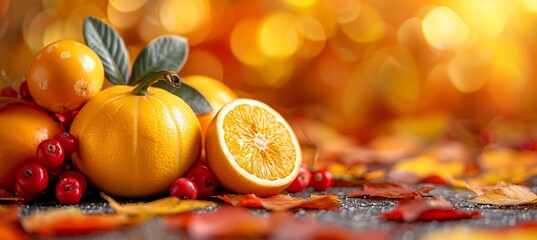 Large swathes of fall colors like red yellow blend in abstract shapes to depict a family gathering representing warmth and joy with open areas for flexible use