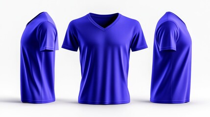 3D Render Mockup of Royal Blue V-Neck T-shirt on Mannequin. Generative AI