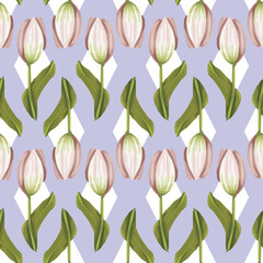 Beautiful lily flowers and spring flowers oil painting seamless pattern. Realistic and wonderful pattern for wallpaper and fabric.