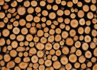 A circular pattern of logs in a layered stack, yard feature, layered stack
