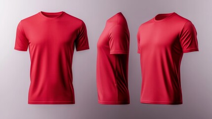 Crew Neck 3D Render MOCKUP T-shirt in Red color on a mannequin. On a white background. Generative AI