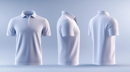 Polo 3D Render Mockup Sky Blue Tee. Generative AI