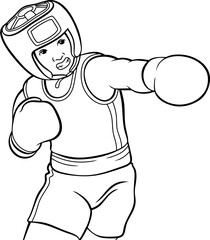 boxer line vector illustration isolated on white background