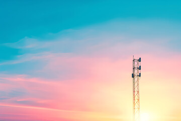 world radio day celebrations, a vibrant radio tower stands tall, sending signals across the horizon on world radio day, sharing knowledge and happiness