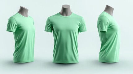 Tie-Dye Tee 3D Render MOCKUP T-shirt in Mint color on a mannequin. Generative AI