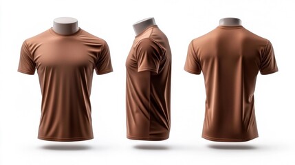 Relaxed Fit 3D Render T-shirt Mockup in Chocolate Brown Color. Generative AI