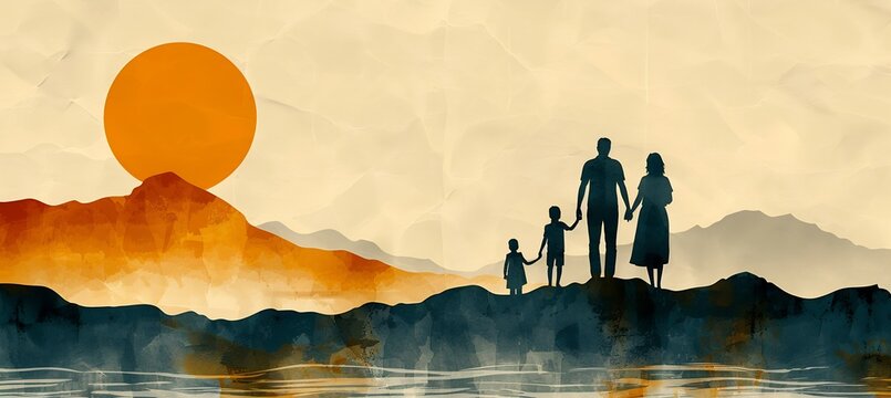 Curved organic shapes representing family outline using flowing wavy lines soft colors to create a relaxed peaceful vibe leaving room for creativity and additional design elements