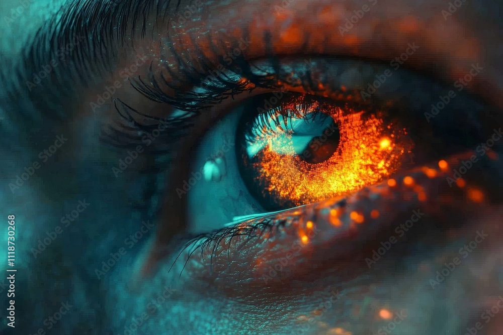 Aufkleber in the shadowy realm of dark tech space, a hacker or ai robot with advanced cyborg vision stands out