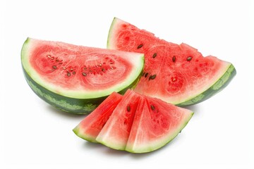 sliced Watermelon isolated on white background  clipping path  full depth of field