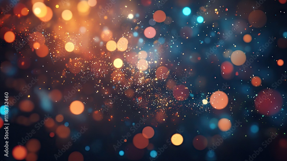 Aufkleber vibrant bokeh lights create a magical and dreamy abstract background in warm and cool tones.