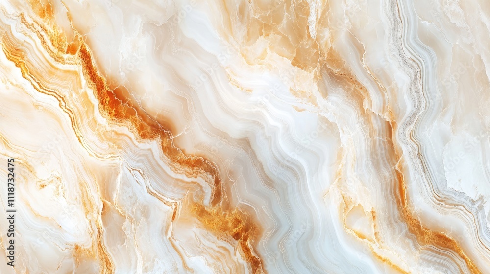 Poster abstract close-up of orange and white marble with swirling patterns and intricate textures.