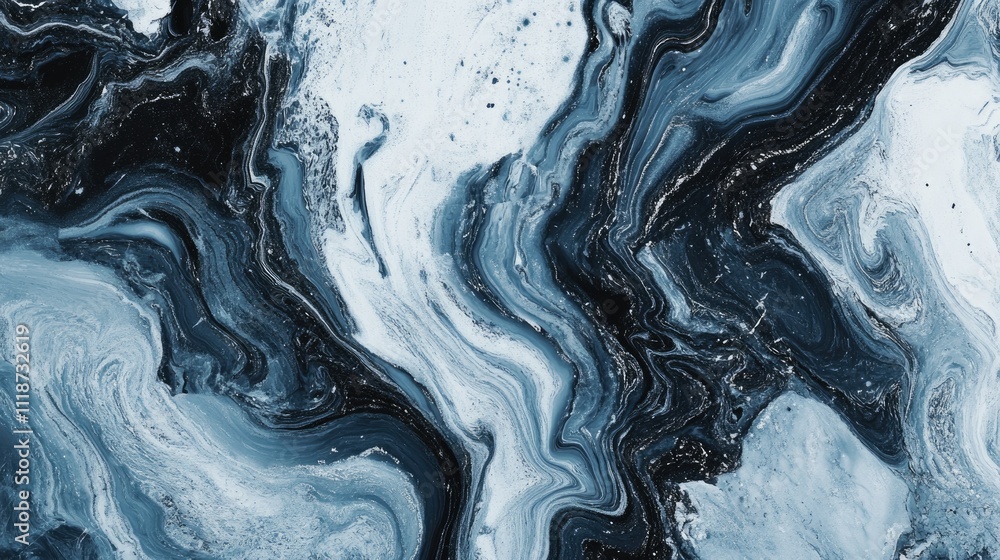 Poster abstract black and white marble texture with swirling patterns and intricate veining.
