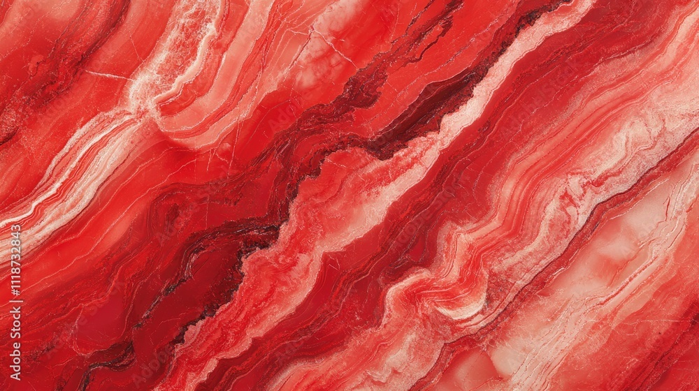 Poster vibrant red marble texture with flowing patterns and intricate swirls.