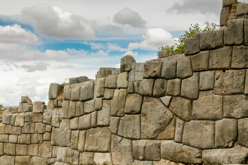 Peru historical sights in the Sacred Valley of Incas near Cusco. Peruvian history Inca empire pre-colombian era architecture, stone walls, fortress and terraces