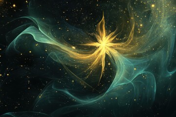 Radiant Star of Bethlehem Illuminated by Glowing Abstract Light and Shimmering Stars on a Dark Blue Background