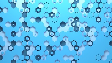 hexagon abstract background technology pattern 3d illustration. Can be used to represent computer graphics innovation, artificial intelligence polygonal or a contemporary banner