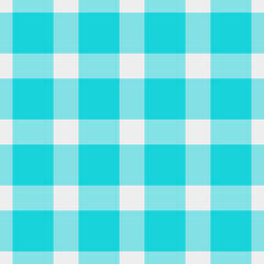 Cute vector seamless pattern, line textile texture plaid. Table cloth fabric background tartan check in cyan and white colors.