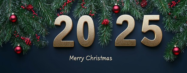 Welcome 2025 with a design set highlighted by 3D numbers and a refined color scheme. This premium, modern design suits banners, greeting cards, and book covers beautifully.