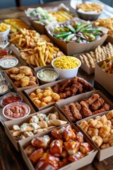 Assorted Snack Platter with Dips and Bites. The Tailgate/Watch Party Snackle Box