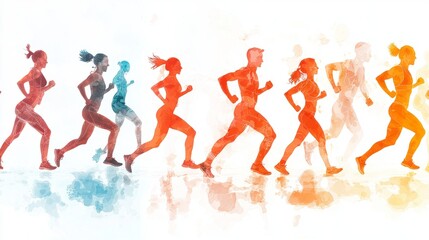 A dynamic image depicting various forms of exercise, such as running, swimming, yoga, and strength training