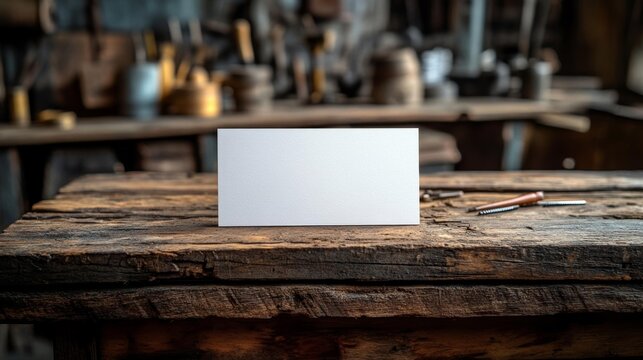 Blank Business Card Mockup with Construction Tools. Generative AI