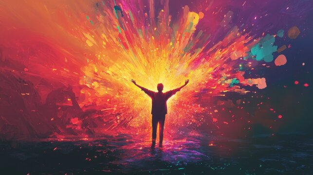 A surreal image representing the release of negative energy and the emergence of a healthier, more vibrant self