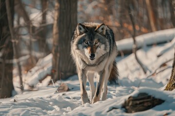 Obraz premium Timber Wolf in Canadas Winter Snow