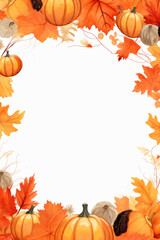 Fototapeta premium Autumn Harvest Pumpkin Border with Vibrant Fall Leaves