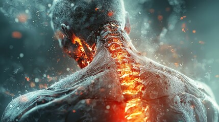 Fototapeta premium Pain visualization using a photorealistic style, emphasizing realistic texture and detail, but avoiding graphic depictions of injury