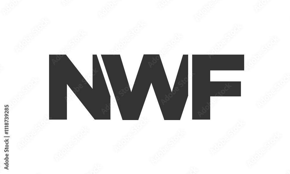 Poster nwf logo design template with strong and modern bold text. initial based vector logotype featuring s