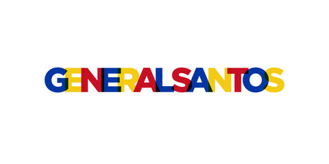 General Santos in the Philippines emblem. The design features a geometric style, vector illustration with bold typography in a modern font. The graphic slogan lettering.