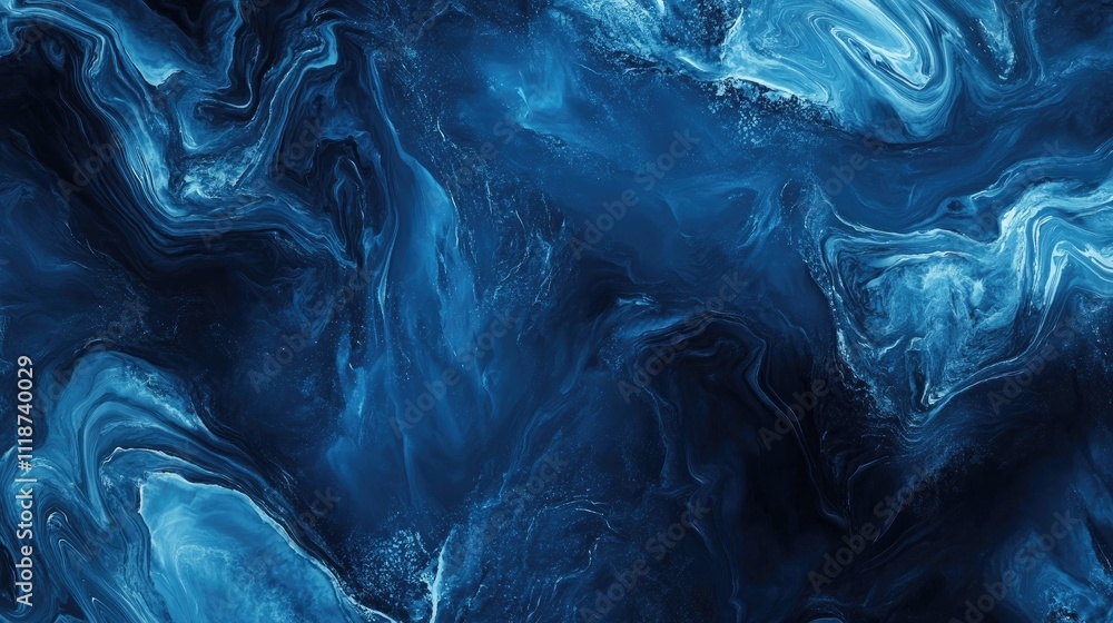 Poster a mesmerizing abstract blue marble texture with swirling patterns evokes a sense of calm and depth.