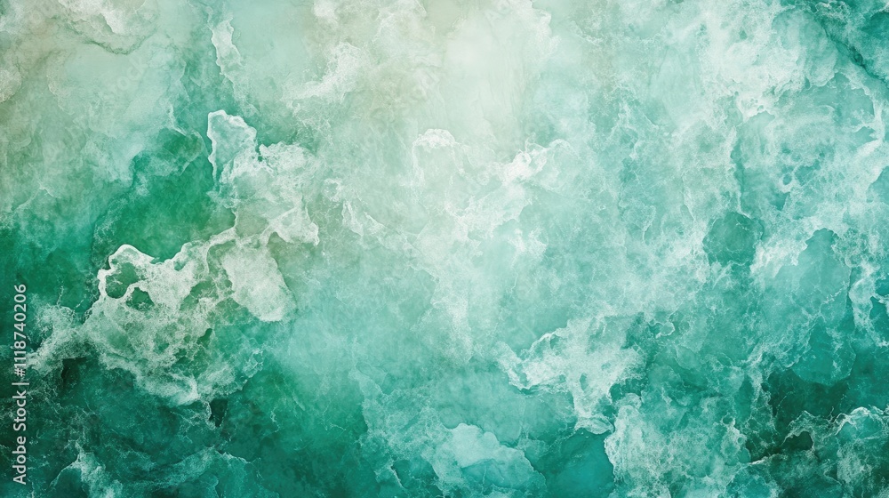 Poster a mesmerizing abstract image featuring fluid turquoise and teal textures, resembling ocean waves and