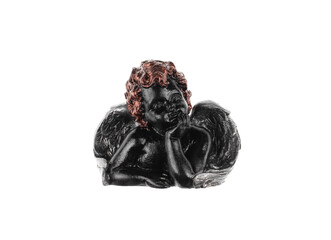 black angel figurine isolated on white background