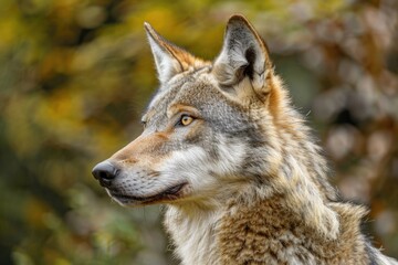 Fototapeta premium Grey Wolf Canis lupus with One Ear Back captive animal