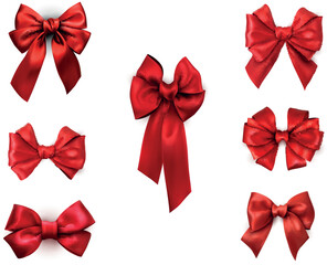 set of red bows isolated