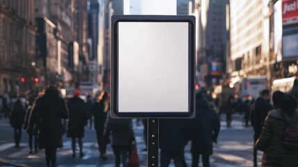 Obraz premium Blank billboard in busy city street.